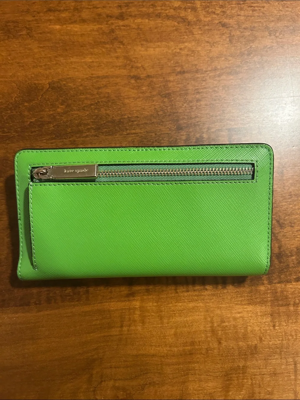 Kate Spade Madison Large Slim Bifold Saffiano Leather Wallet in Turtle Green